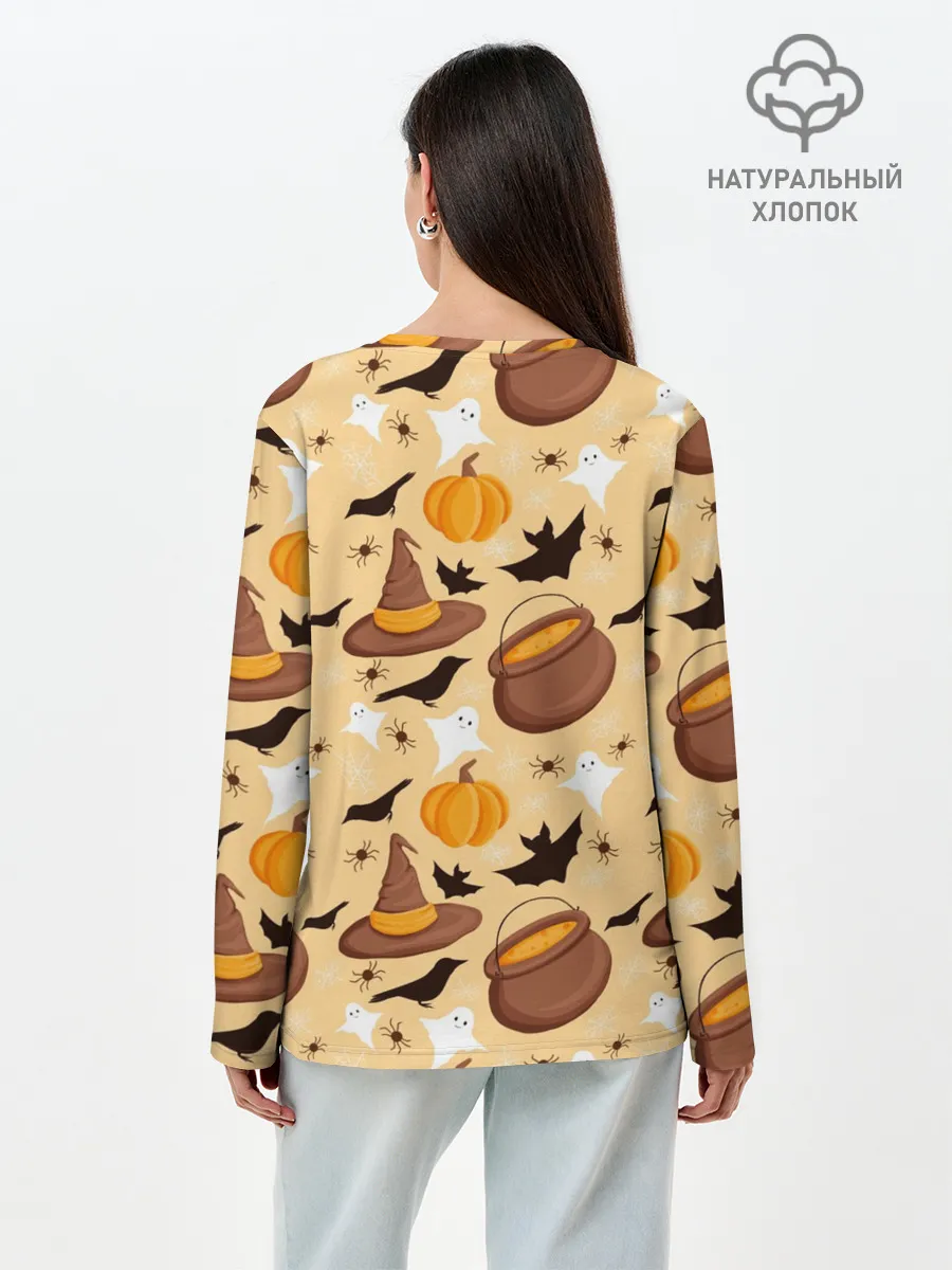 Лонгслив женский. Хлопок / Хеллоуин у ведьмы