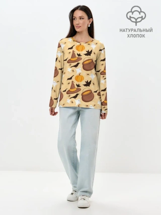 Лонгслив женский. Хлопок / Хеллоуин у ведьмы