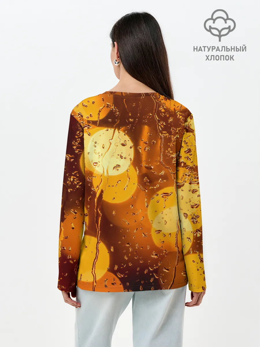 Лонгслив женский. Хлопок / Дождик золотой