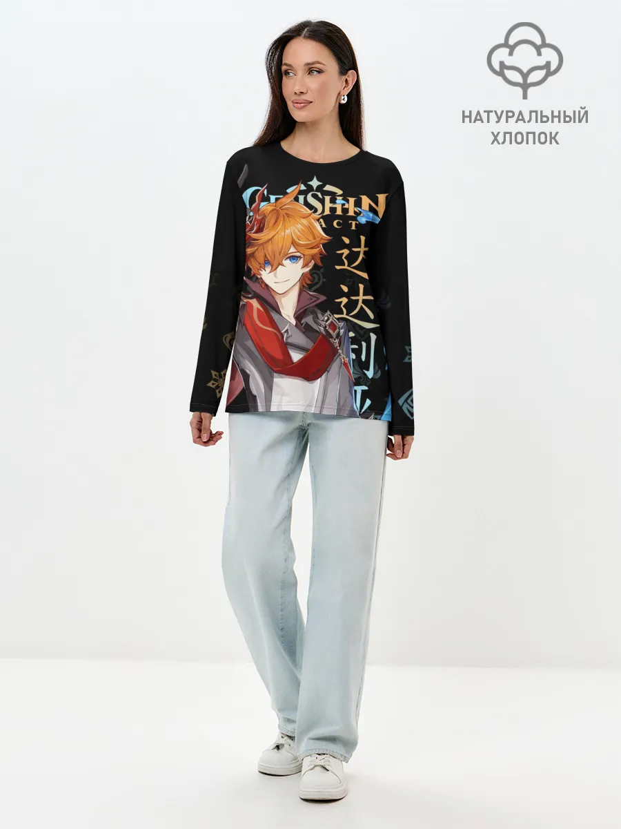 Лонгслив женский. Хлопок / Тарталья, Genshin Impact