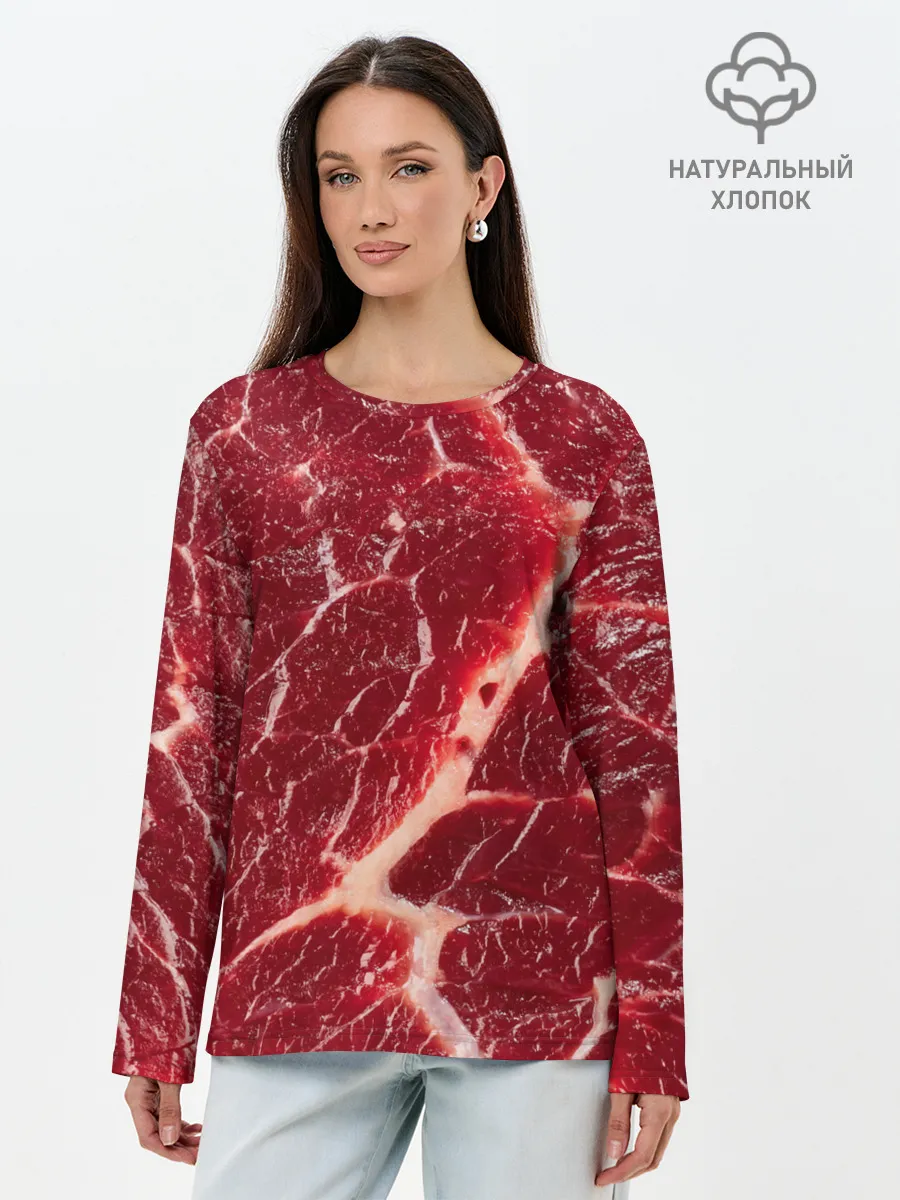 Лонгслив женский. Хлопок / Мясо на Хэллоуин