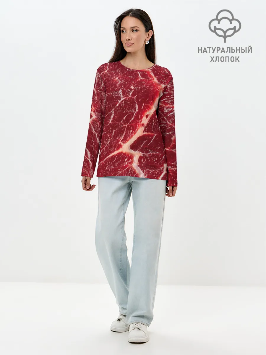 Лонгслив женский. Хлопок / Мясо на Хэллоуин