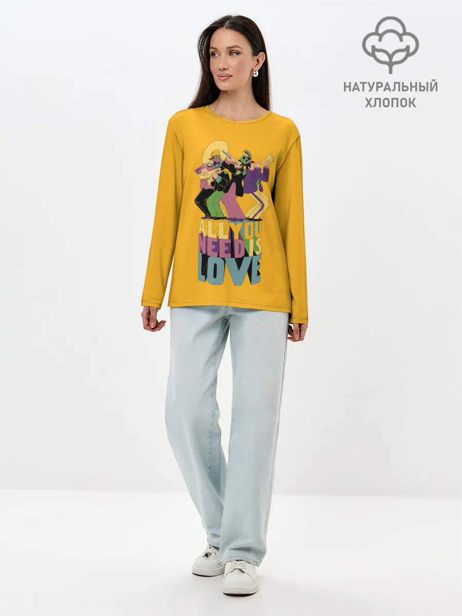 Лонгслив женский. Хлопок / Всё что тебе нужно это любовь