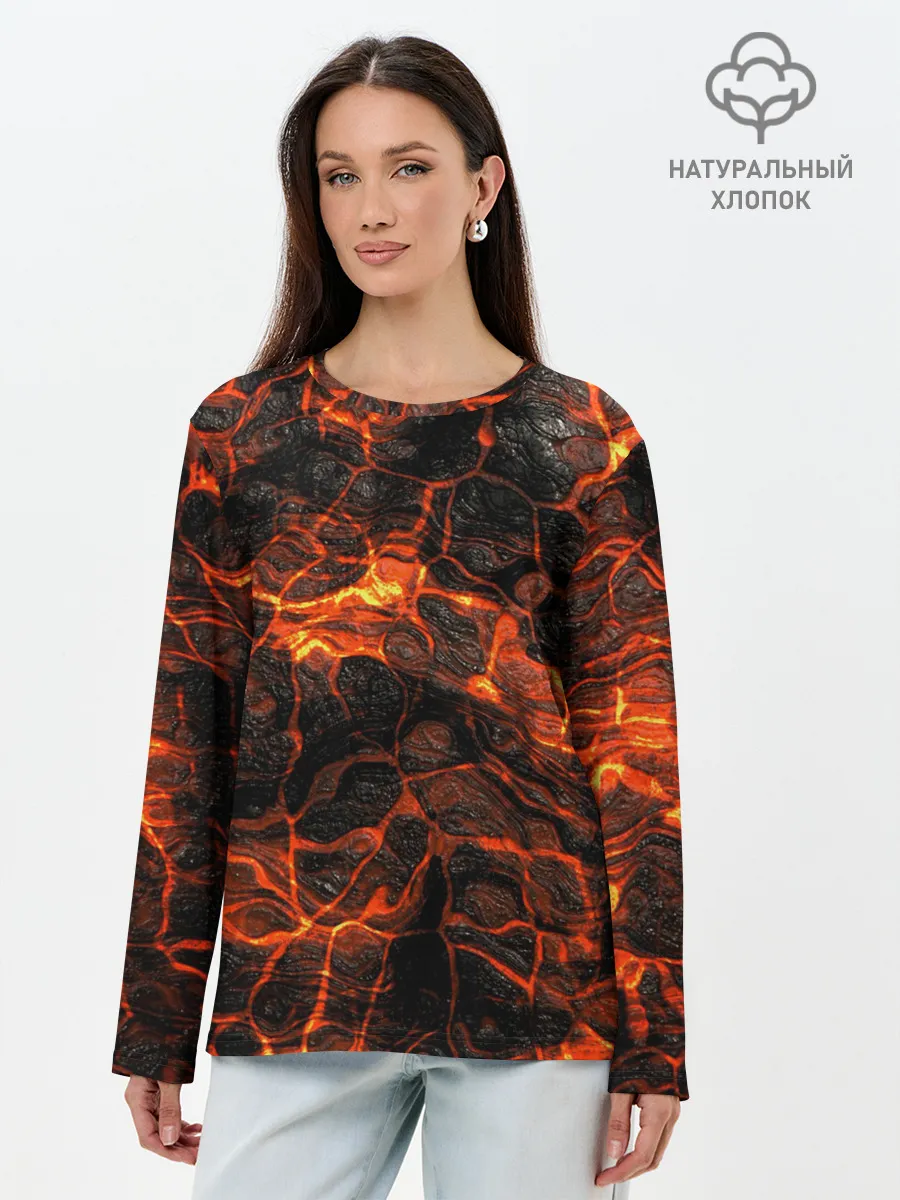 Лонгслив женский. Хлопок / Горящая лава