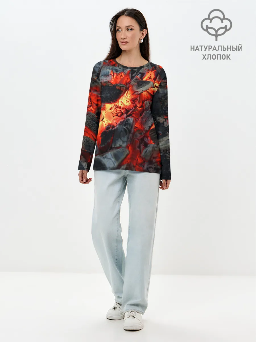 Лонгслив женский. Хлопок / Древесные угли