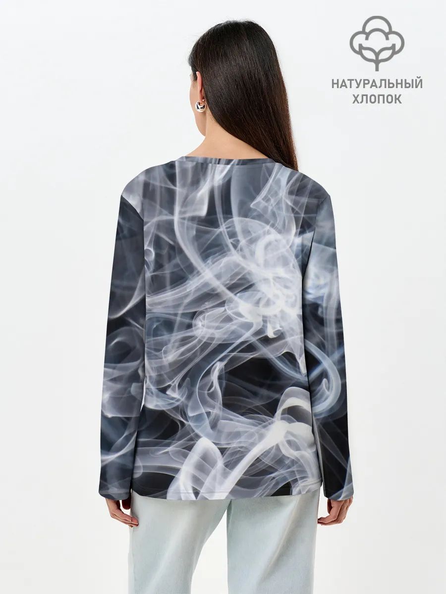 Лонгслив женский. Хлопок / Графика дыма
