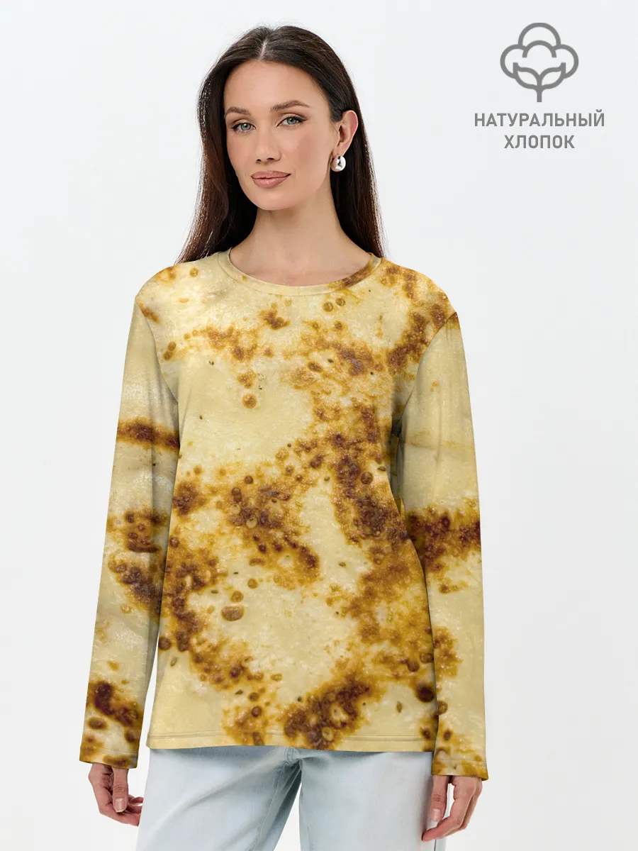 Лонгслив женский. Хлопок / Жареный блин