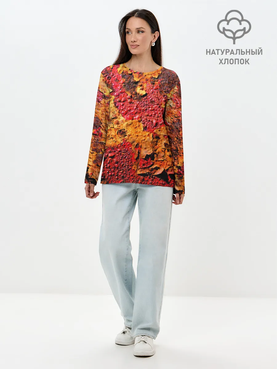 Лонгслив женский. Хлопок / Живопись коррозии металла