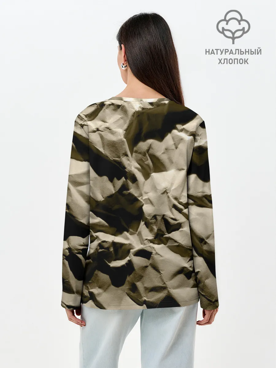 Лонгслив женский. Хлопок / Мягкая мятая бумага