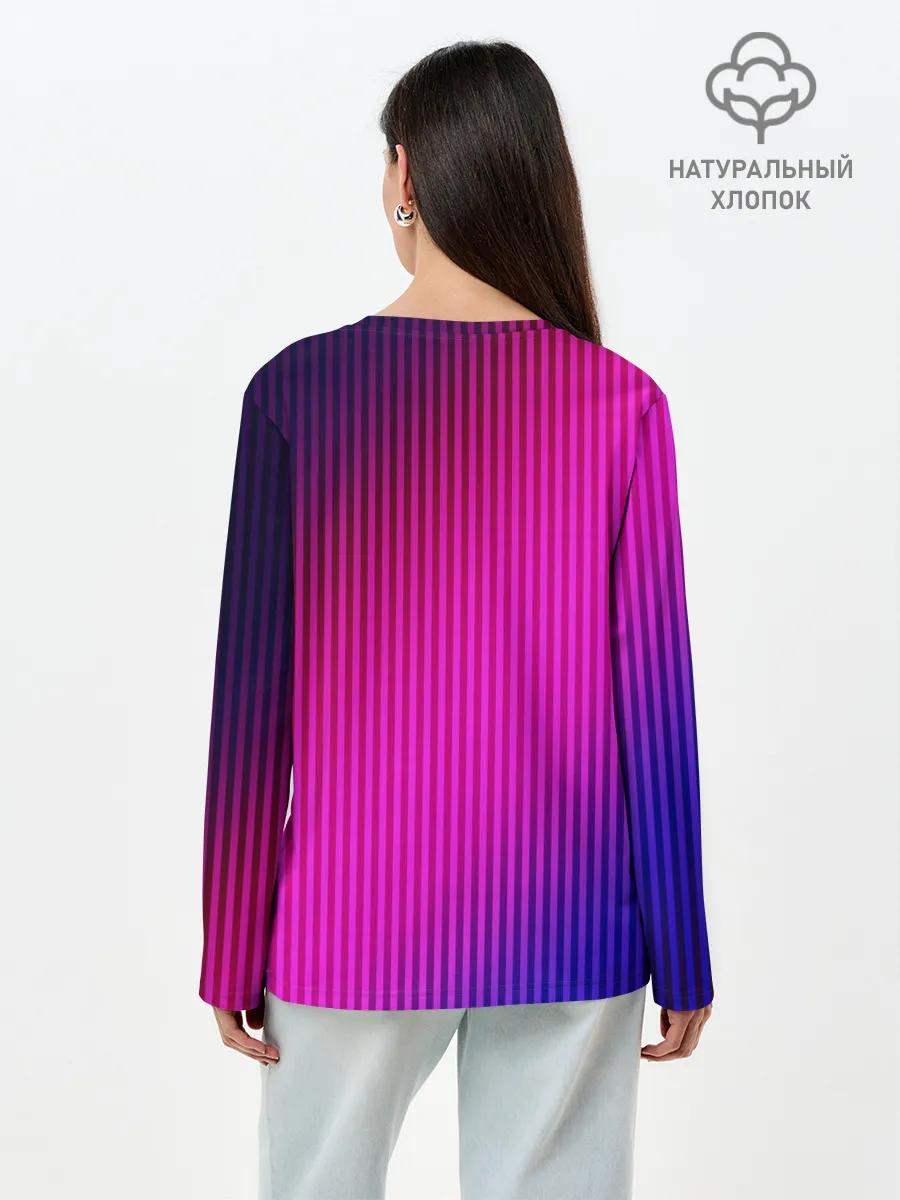 Лонгслив женский. Хлопок / Фиолетово-малиновый градиент