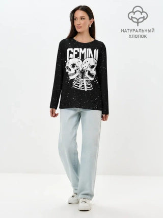 Лонгслив женский. Хлопок / Dark Gemini