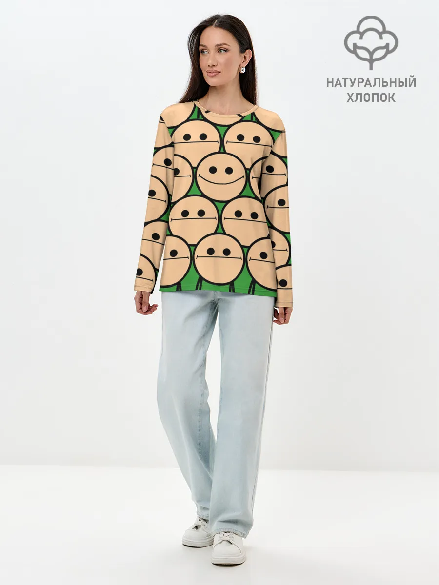 Лонгслив женский. Хлопок / Cyanide & Happiness | Face Sure