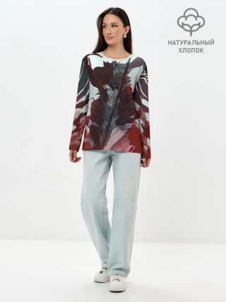 Лонгслив женский. Хлопок / Аста в режиме демона черный клевер