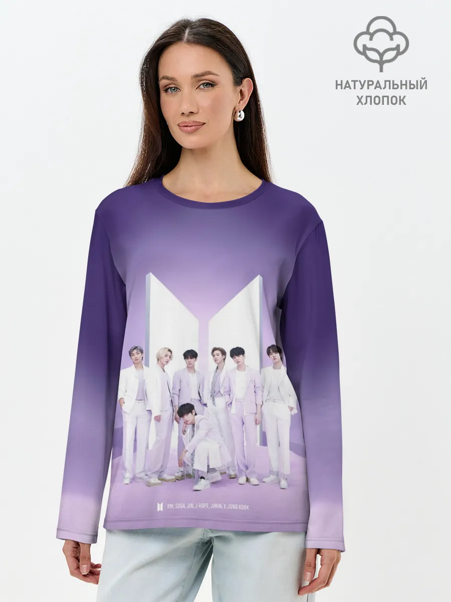 Лонгслив женский. Хлопок / BTS. Purple