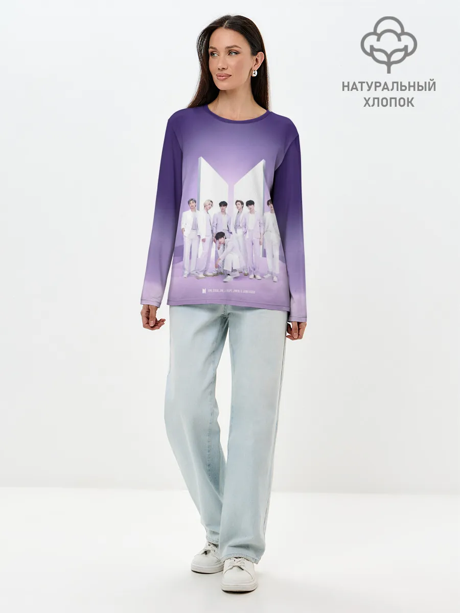Лонгслив женский. Хлопок / BTS. Purple