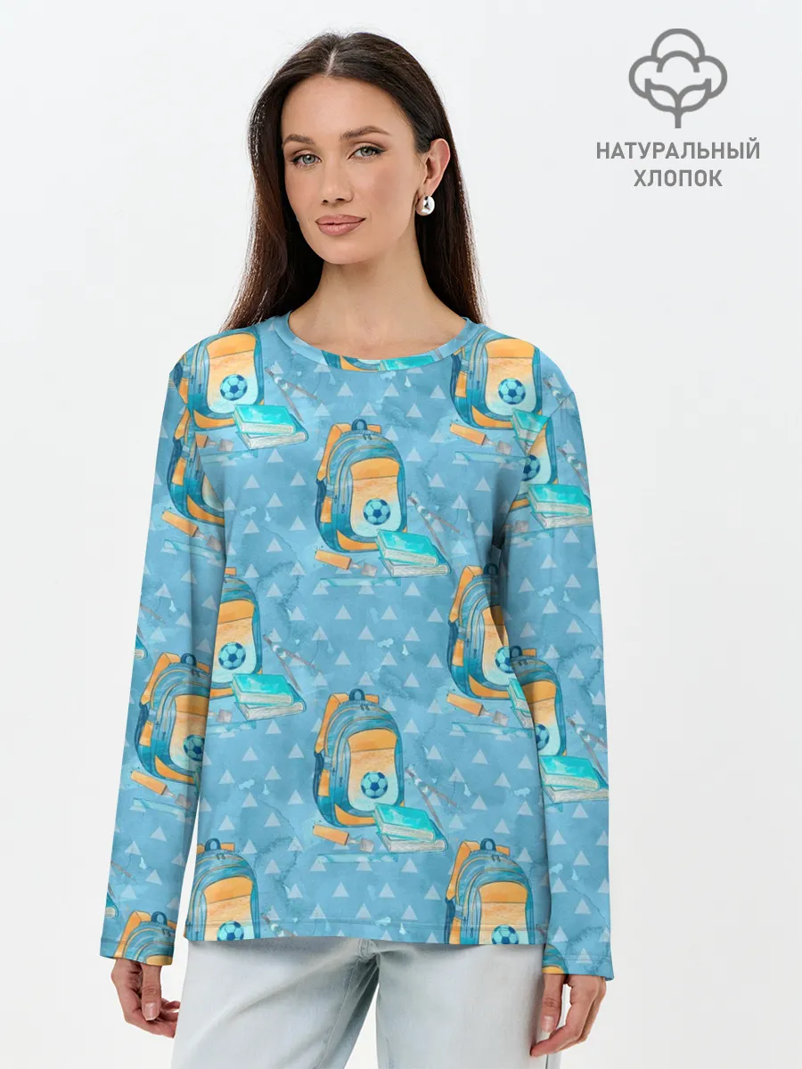 Лонгслив женский. Хлопок / Школьник - футболист