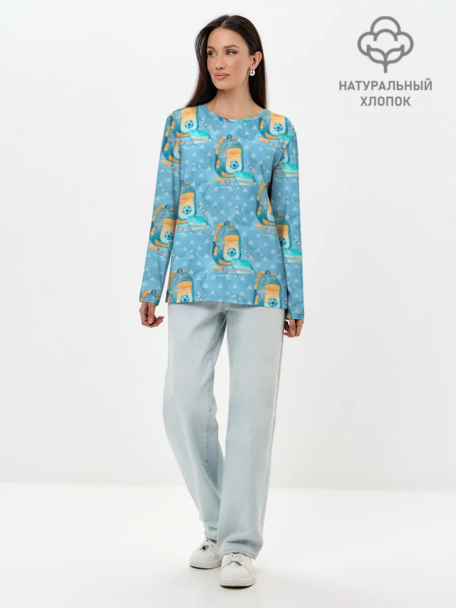 Лонгслив женский. Хлопок / Школьник - футболист