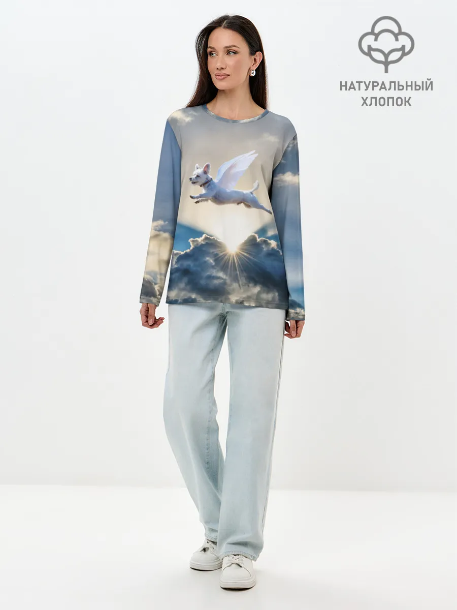 Лонгслив женский. Хлопок / Ангельский пес