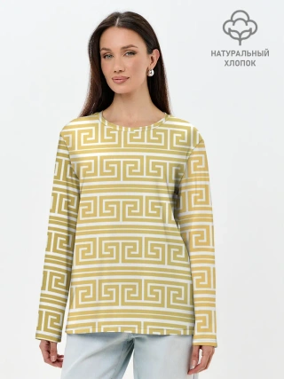 Лонгслив женский. Хлопок / Орнамент древней Греции