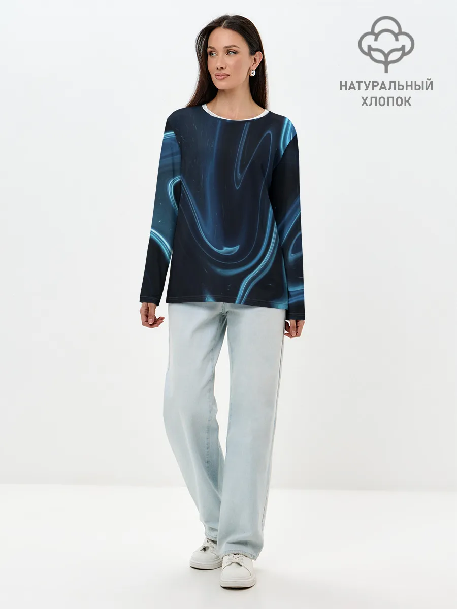 Лонгслив женский. Хлопок / Космическая волна