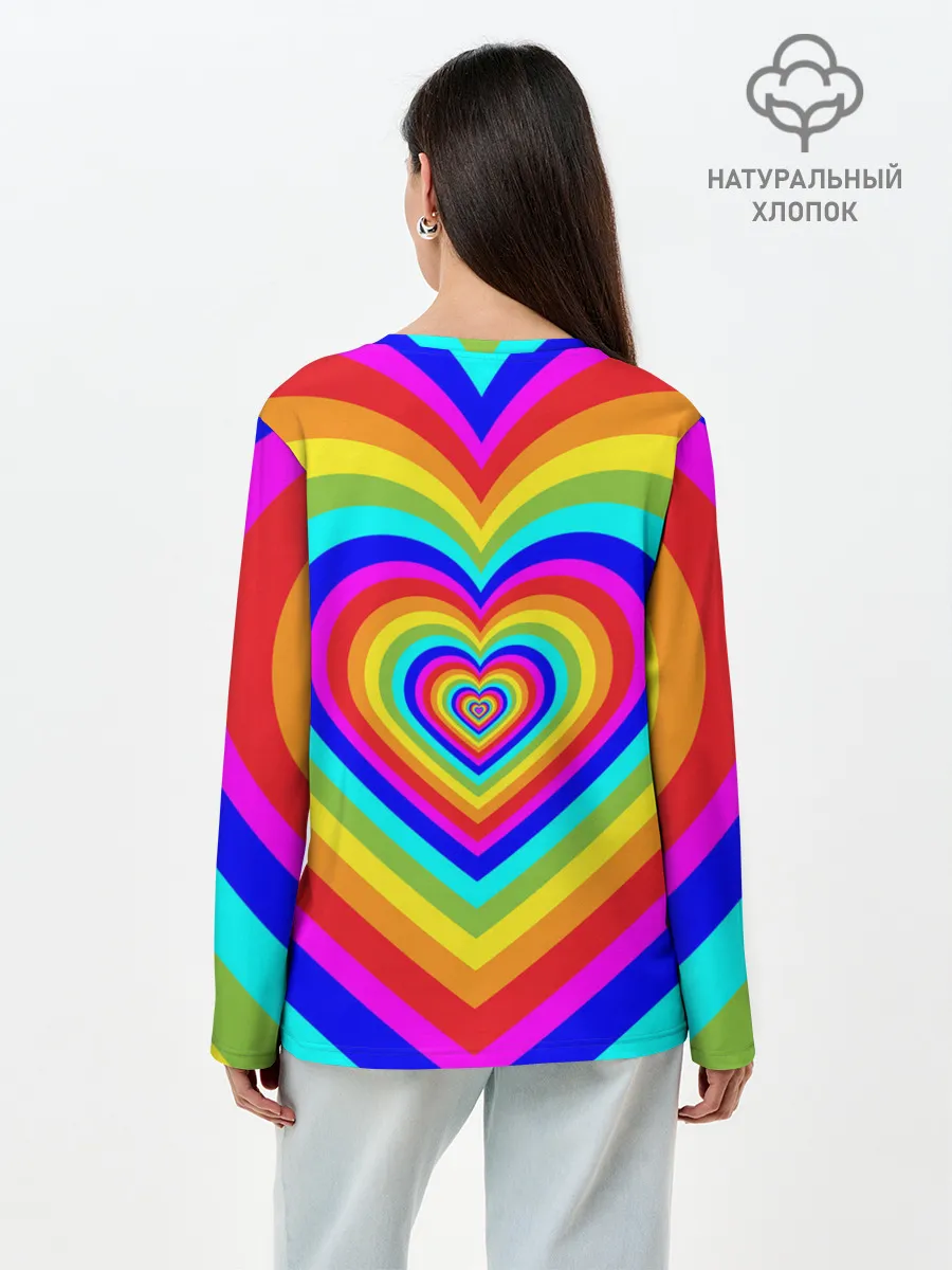 Лонгслив женский. Хлопок / Цветные сердца | Colored hearts
