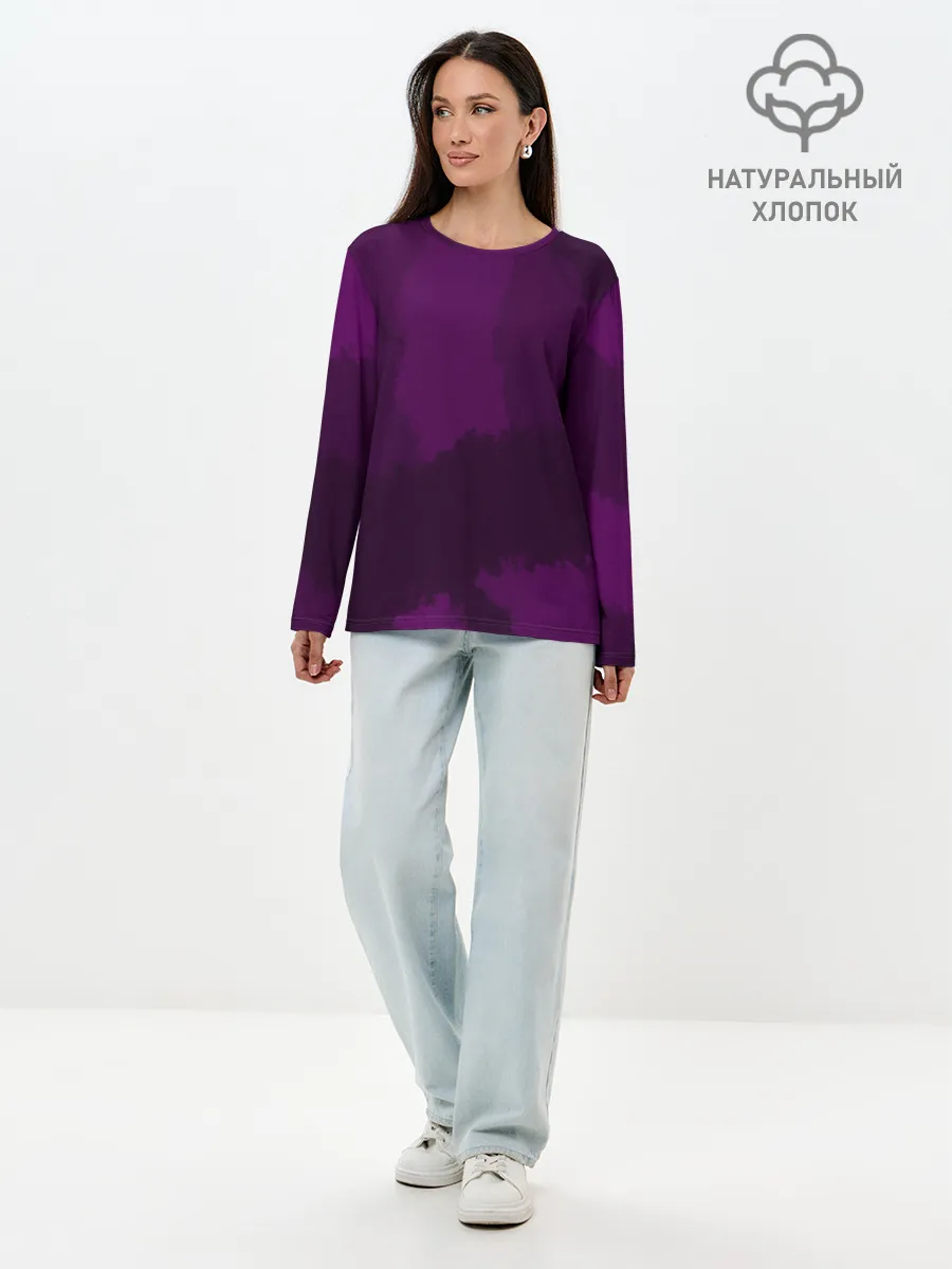 Лонгслив женский. Хлопок / Рисованные линии