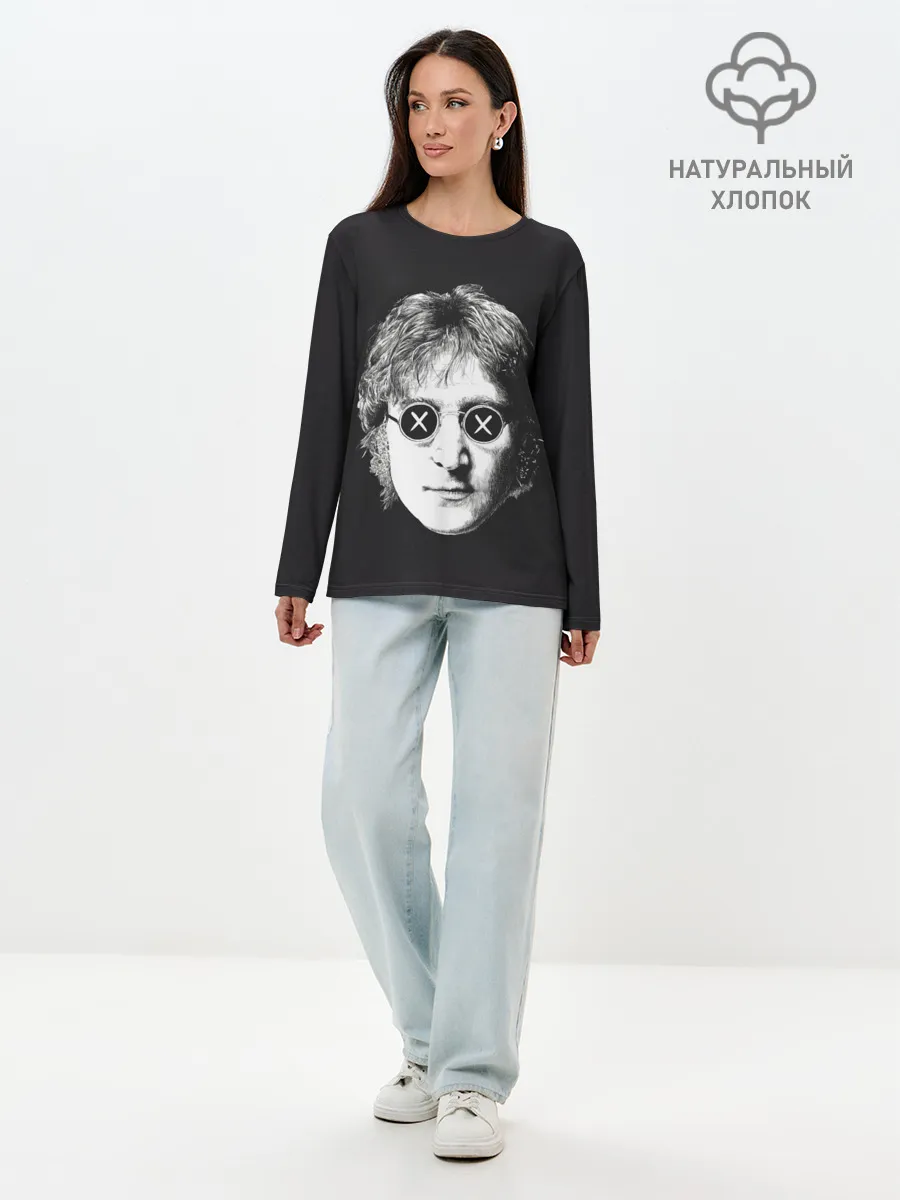 Лонгслив женский. Хлопок / Ленон в очках