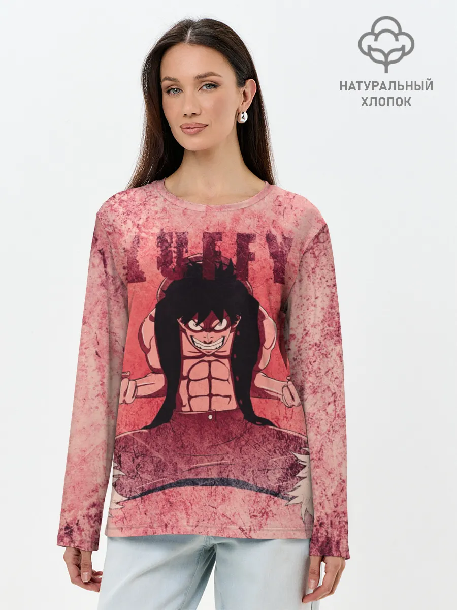 Лонгслив женский. Хлопок / Свирепый Луффи