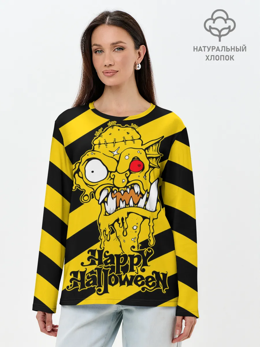 Лонгслив женский. Хлопок / Нечисть с красным глазом