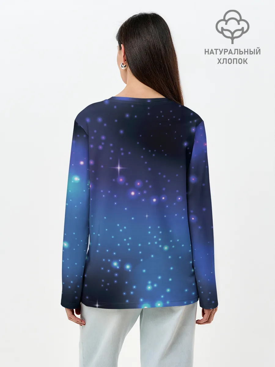 Лонгслив женский. Хлопок / Водолей / Aquarius, Знак зодиака