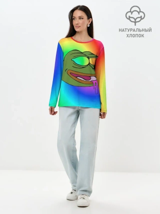 Лонгслив женский. Хлопок / Pepe rainbow