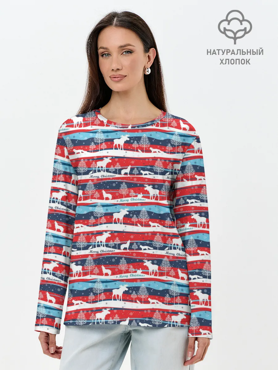 Лонгслив женский. Хлопок / Merry Christmas
