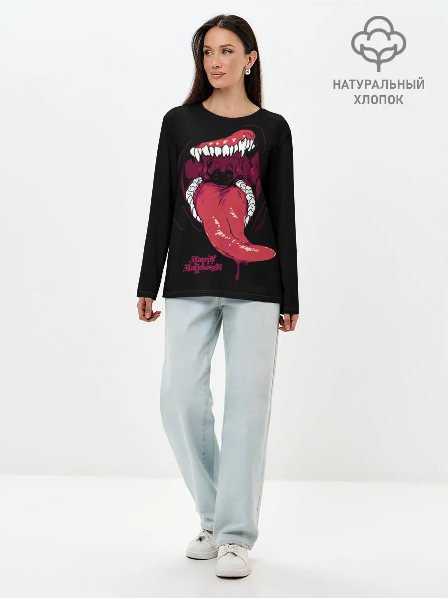 Лонгслив женский. Хлопок / Пасть хищника