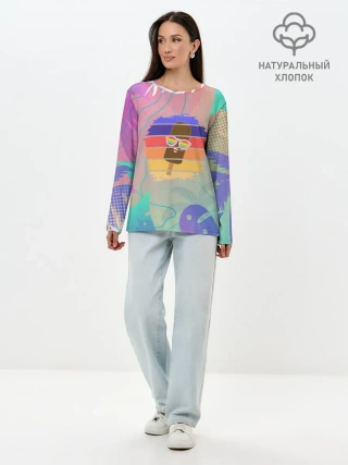 Лонгслив женский. Хлопок / Эскимо в Тропиках