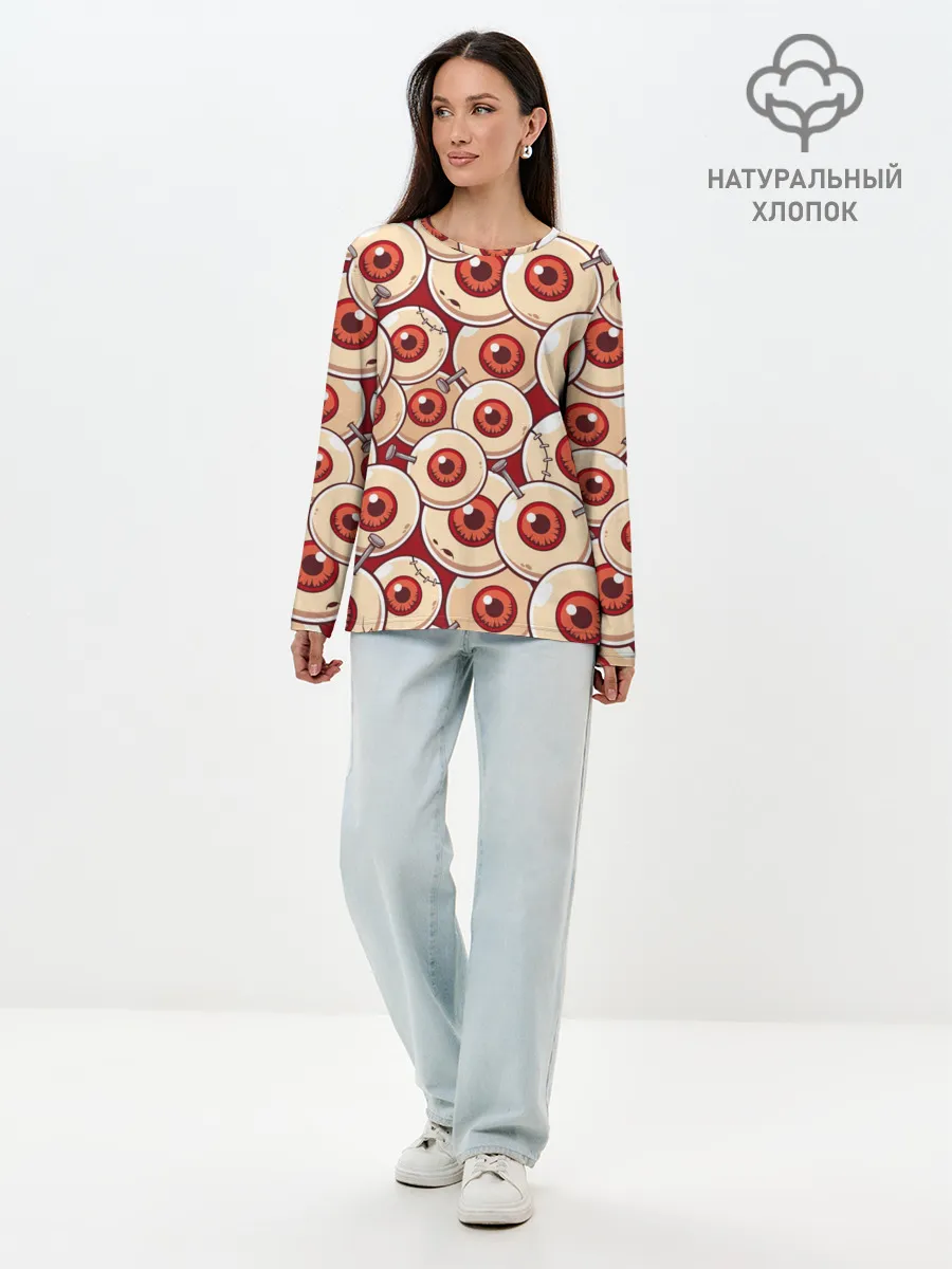 Лонгслив женский. Хлопок / Zombie Глаза