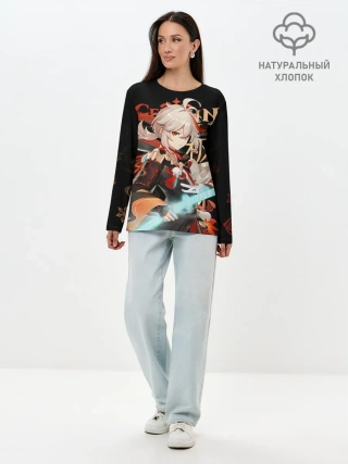 Лонгслив женский. Хлопок / Кадзуха / Genshin Impact