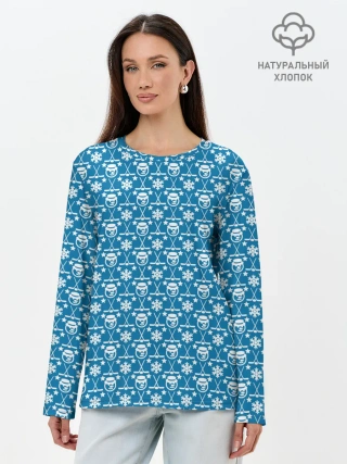 Лонгслив женский. Хлопок / Snowman. Hockey.