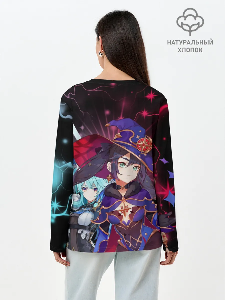 Лонгслив женский. Хлопок / Мона и Эола, Genshin Impact