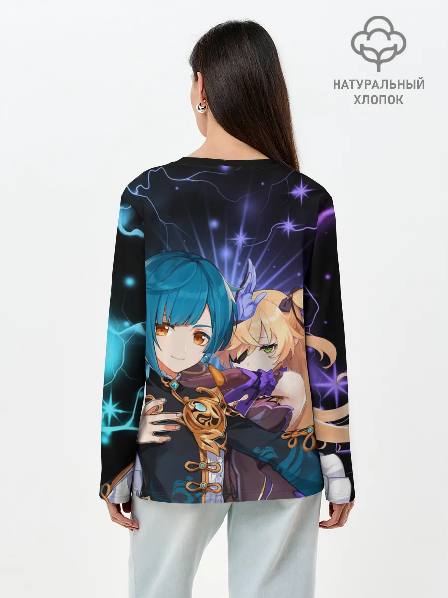 Лонгслив женский. Хлопок / Фишль и Син Цю, Genshin Impact