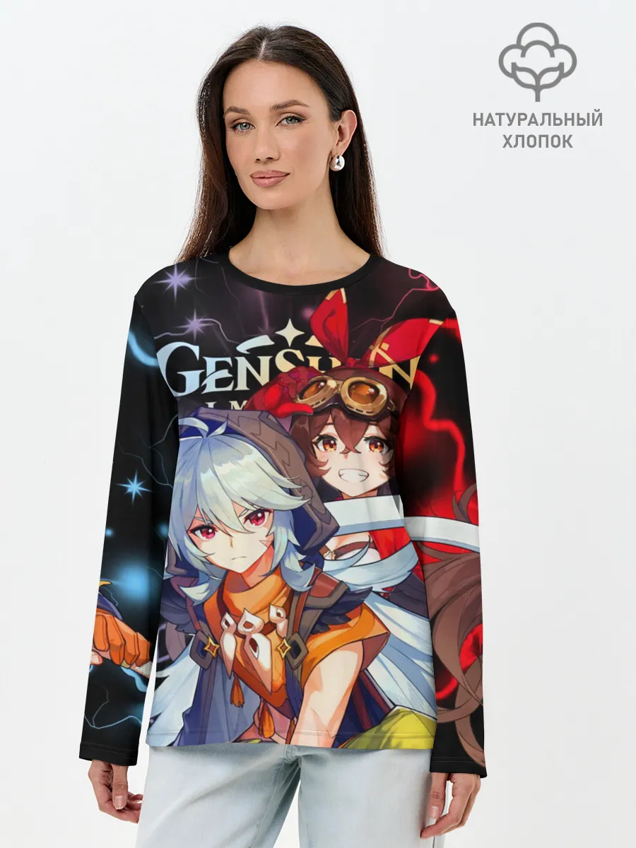 Лонгслив женский. Хлопок / Рэйзор и Эмбер, Genshin Impact
