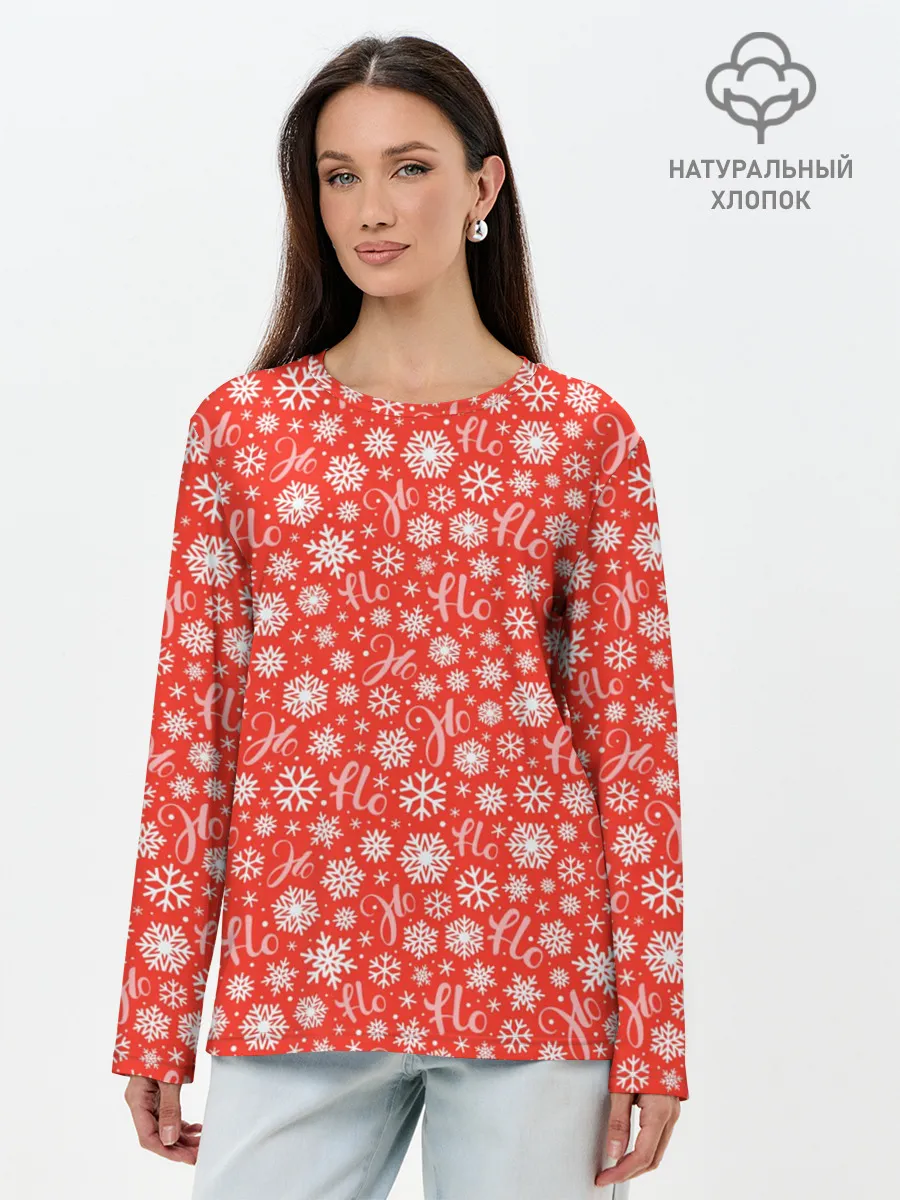 Лонгслив женский. Хлопок / Смех Санты