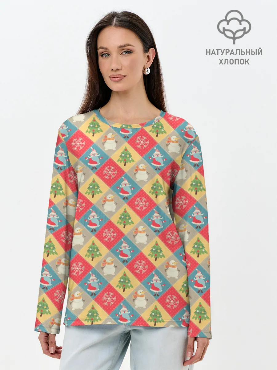Лонгслив женский. Хлопок / Новогодние Праздники