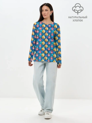 Лонгслив женский. Хлопок / Новогодние Украшения