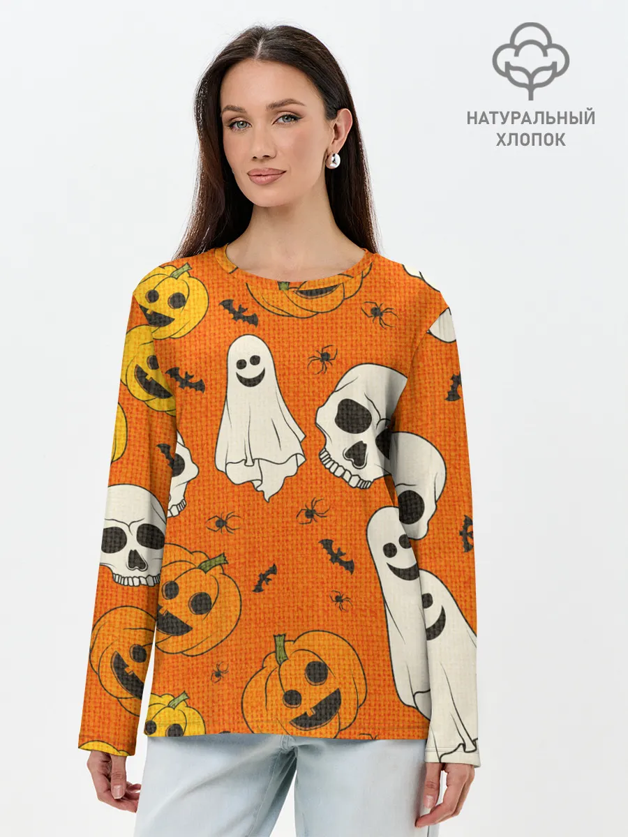 Лонгслив женский. Хлопок / УЖАСТИКИ НА ВЯЗАНКЕ