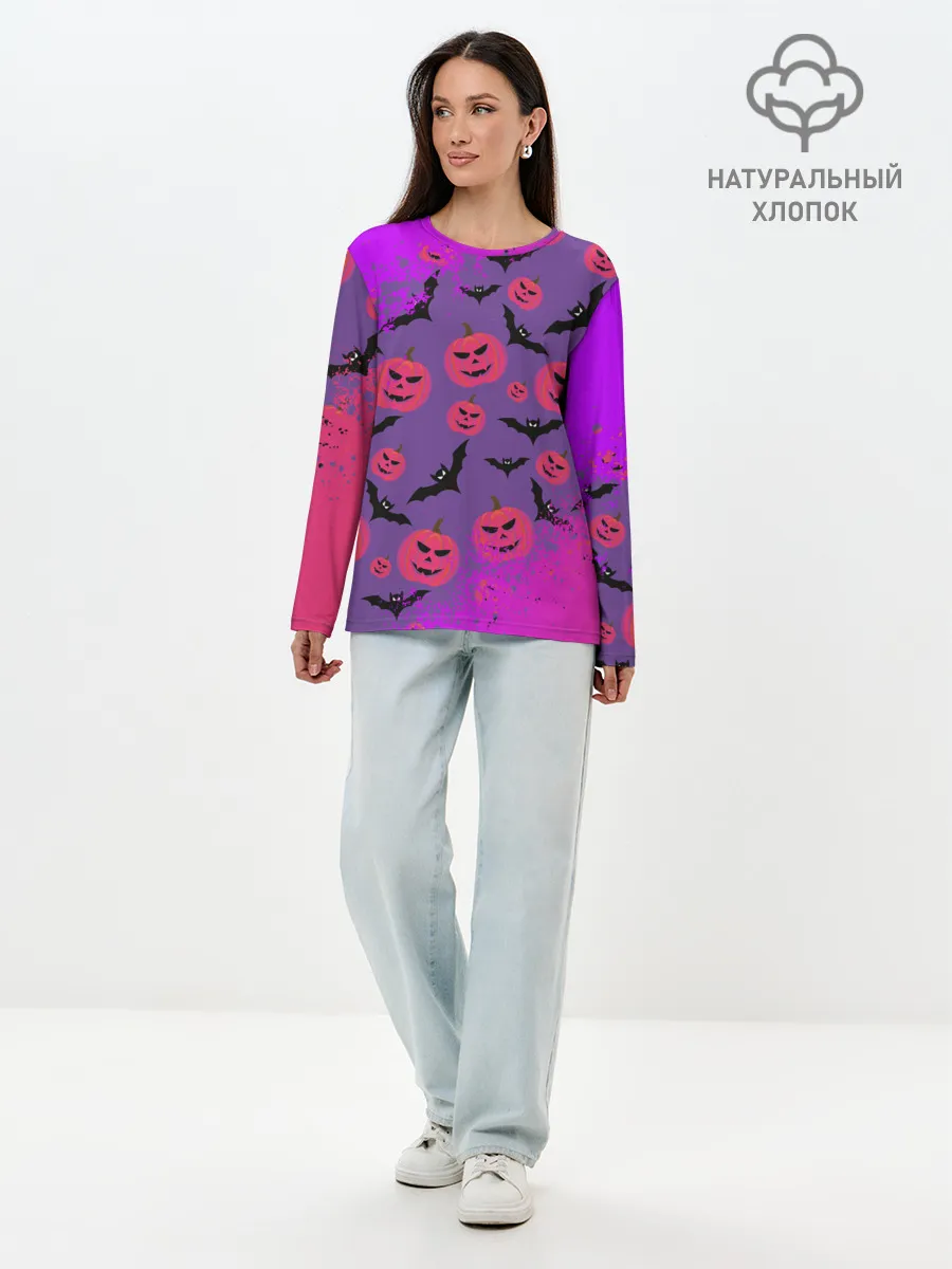 Лонгслив женский. Хлопок / HALLOWEEN NEON