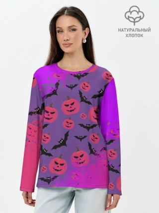 Лонгслив женский. Хлопок / HALLOWEEN NEON