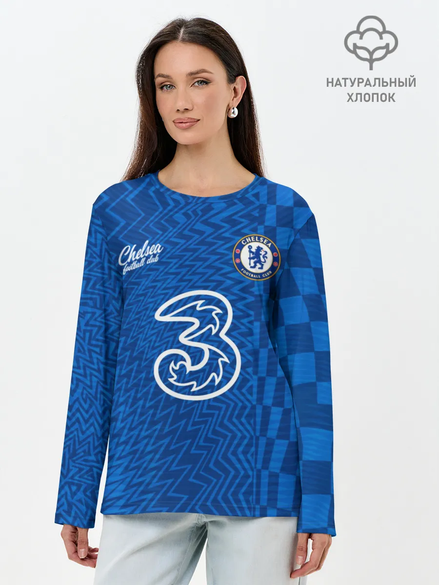 Лонгслив женский. Хлопок / Лукаку Челси форма 2021/2022