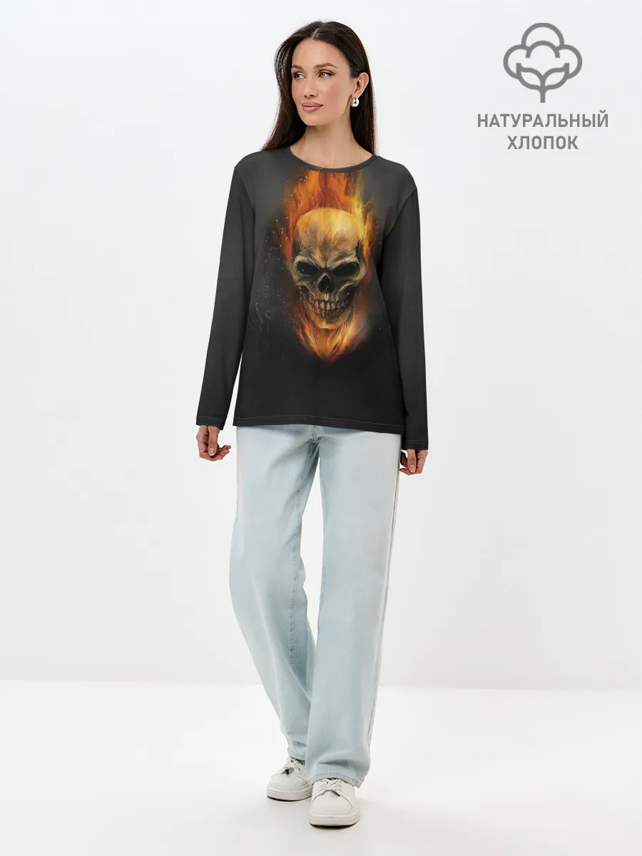Лонгслив женский. Хлопок / Призрак в огне