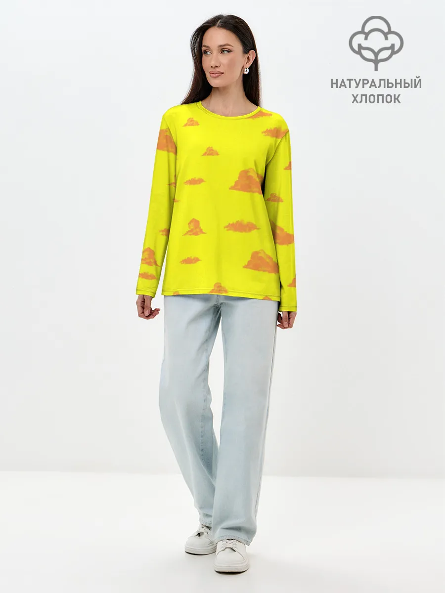 Лонгслив женский. Хлопок / Рыжие облака