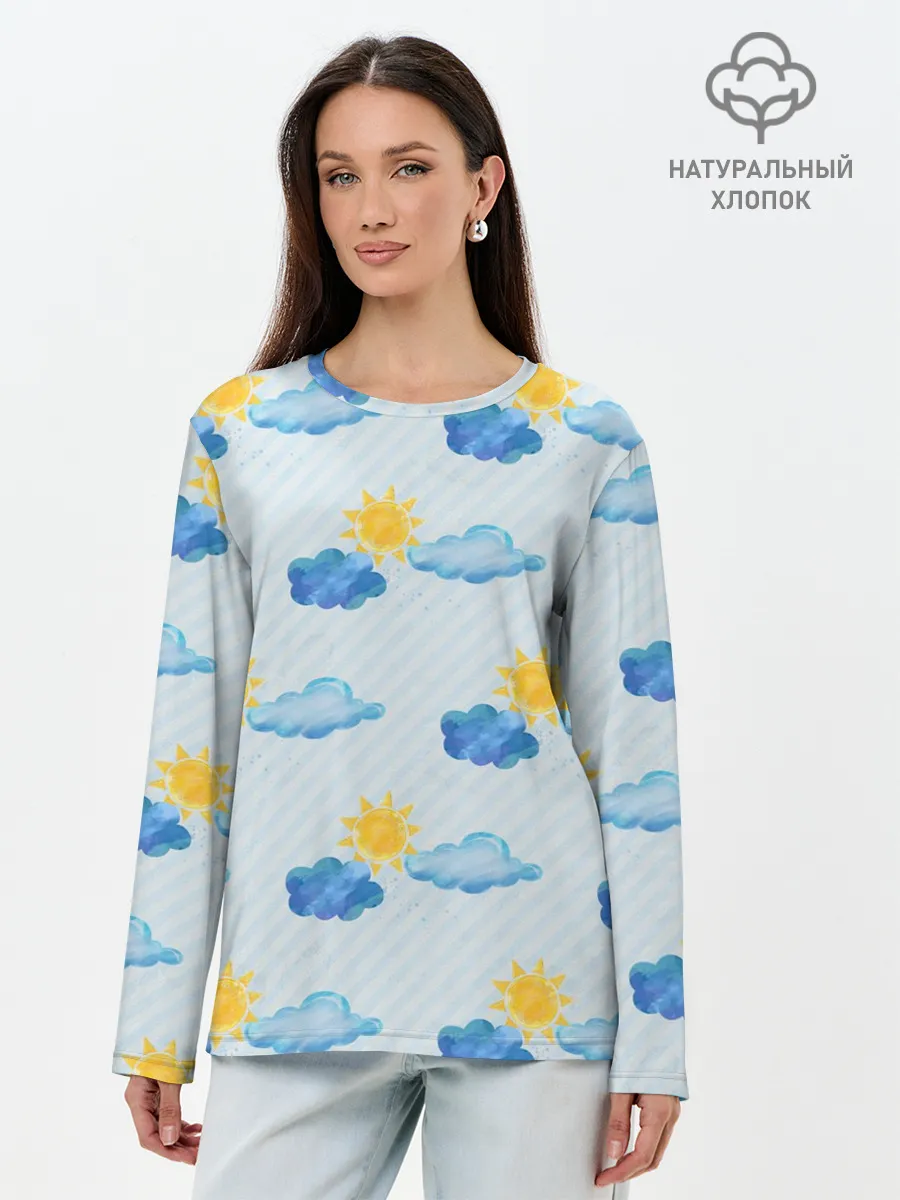 Лонгслив женский. Хлопок / Осень - тучки